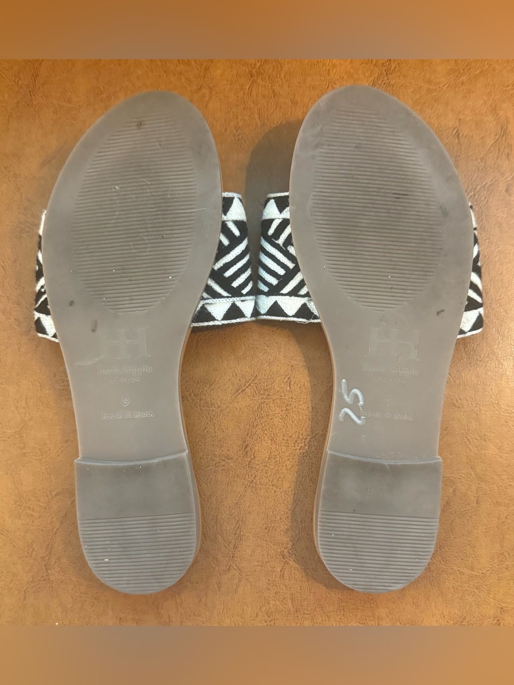 Haute Hippie Slide Sandals Sz 9 Black Aztec Embroidered Boho EUC - Picture 6 of 7
